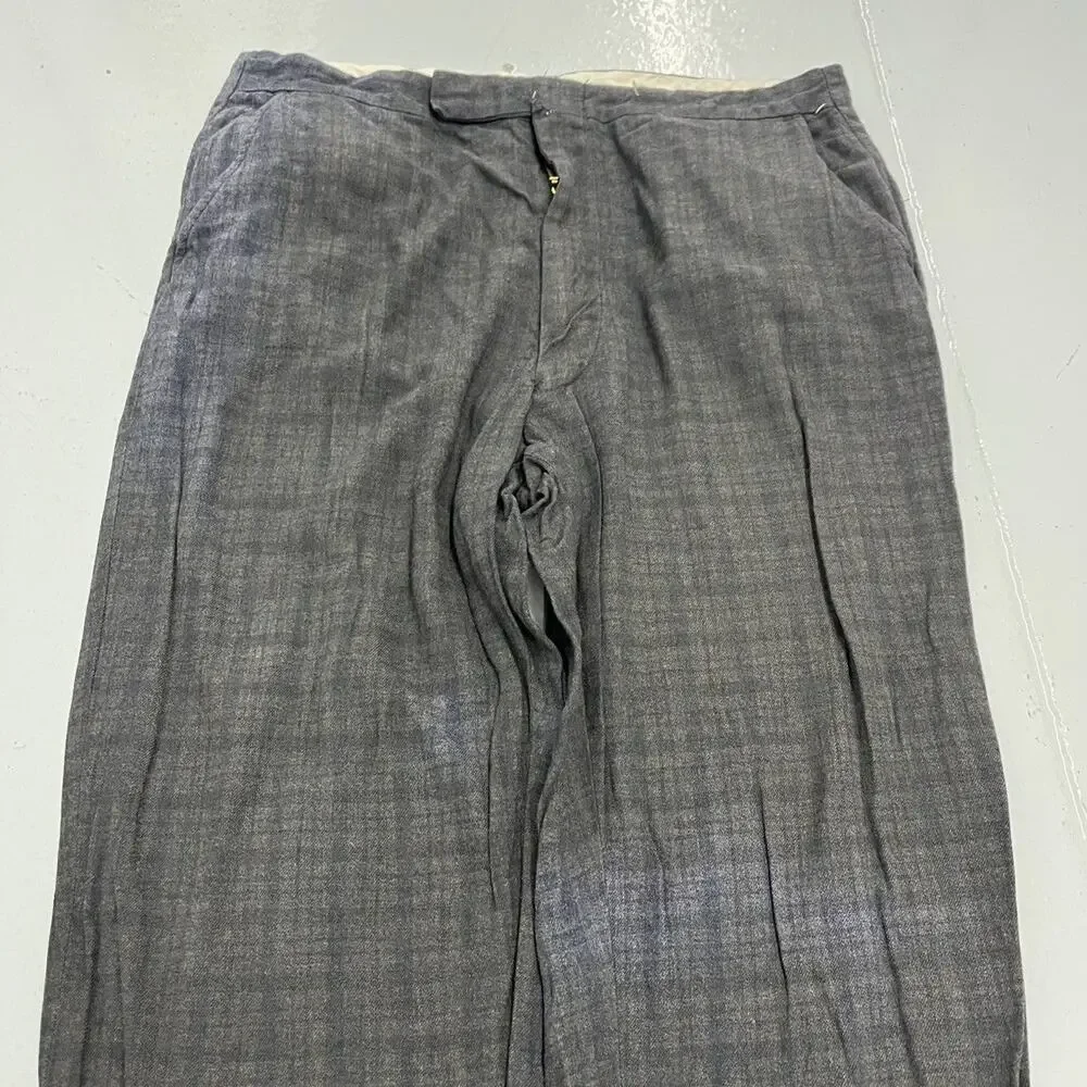 Vintage 60s Levi's Big E Navy Plaid Rayon Trousers 32x27